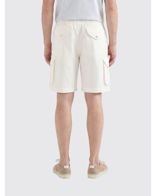 Brunello Cucinelli White Cotton Cargo Shorts for men