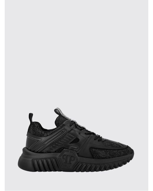 Philipp Plein Black Supersonic Leather And Suede Trainers With Crystals And Chunky Sole for men
