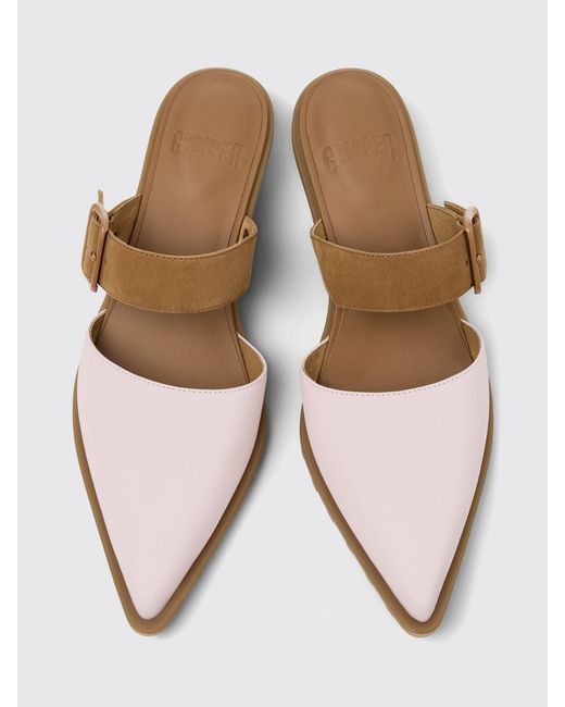 Camper White Anita Leather Mules
