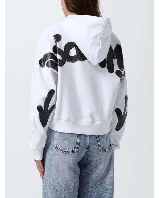 DISCLAIMER White Relaxed Fit Cotton Hoodie With Printed Logo