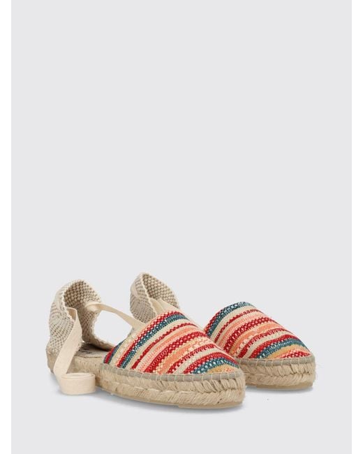 Manebí Pink Valenciana Striped Cotton Espadrilles With Ankle Ties