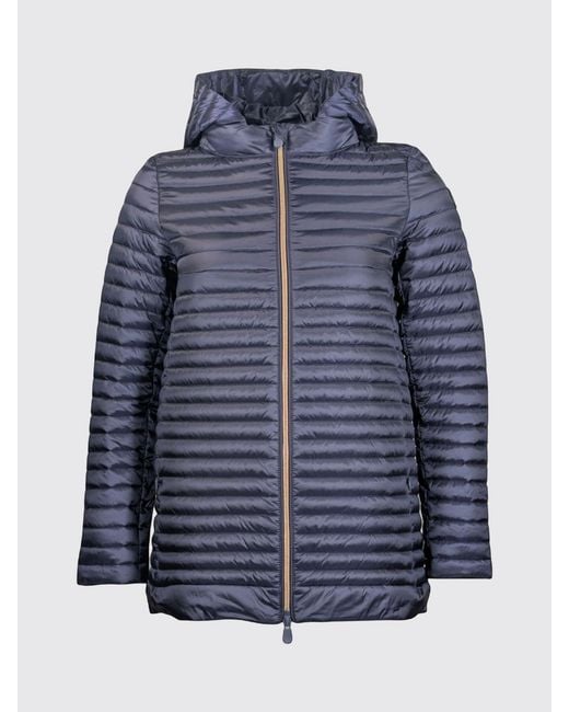 Save The Duck Blue Nylon Down Jacket With Hood