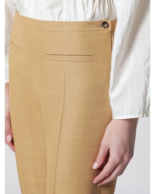 Alberta Ferretti Natural Viscose Blend Slim Fit Trousers