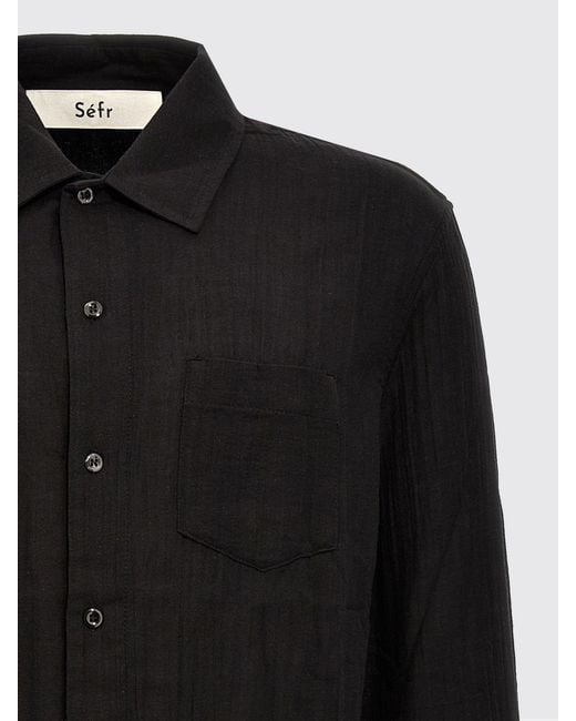Séfr Black Basic Cotton Shirt for men