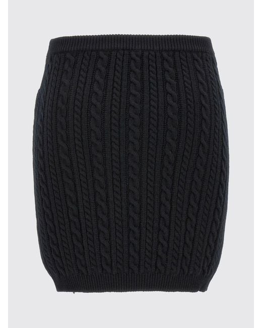 Alessandra Rich Black Cable Knit Skirt Hardware