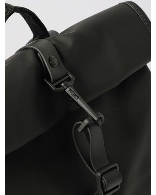 Rains Black Waterproof Rolltop Rucksack