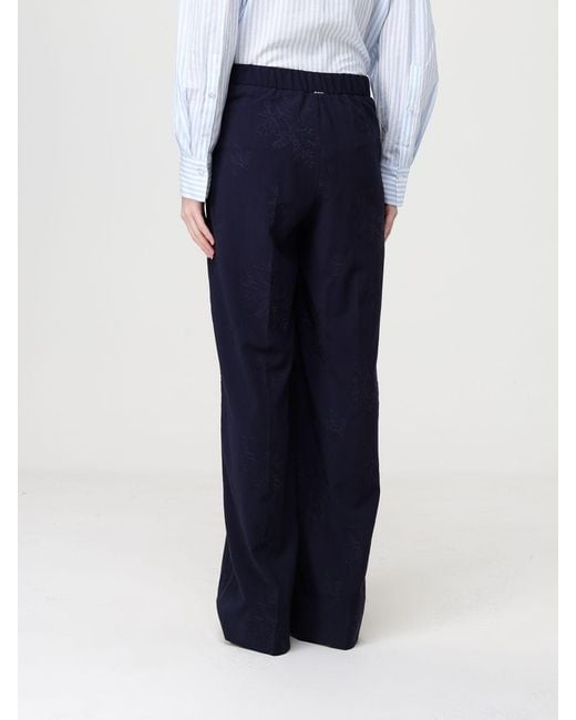 Twinset Blue Embroidered Viscose Blend Palazzo Pants