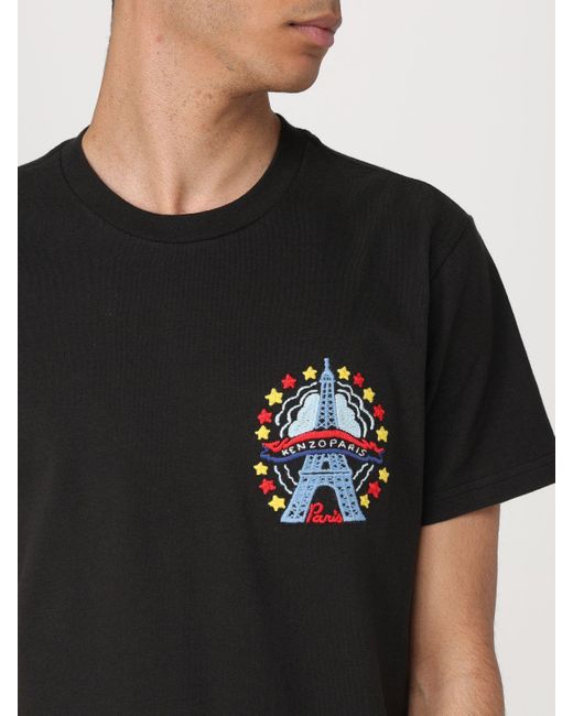 T-shirt in cotone con stampa logo di KENZO in Black da Uomo