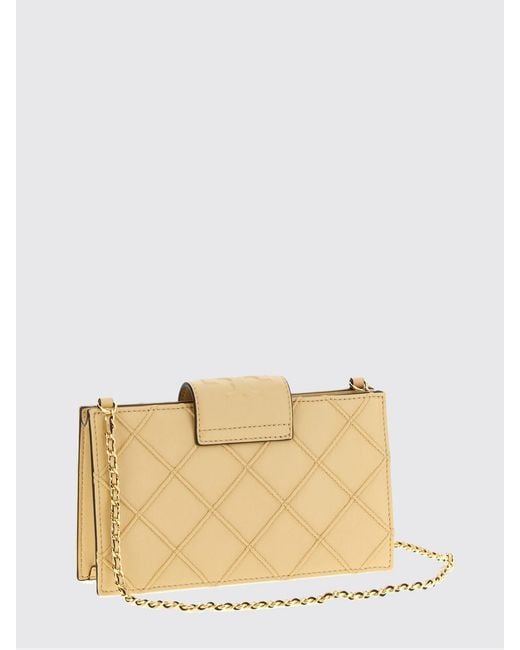 Tory Burch Natural Fleming Quilted Nappa Leather Wallet Bag