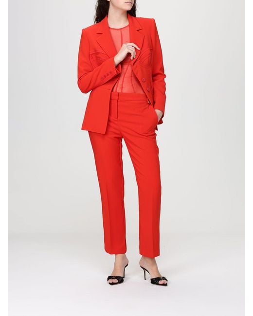 Elisabetta Franchi Red Crêpe Cropped Pants
