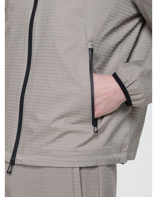 Emporio Armani White Hooded Windbreaker for men
