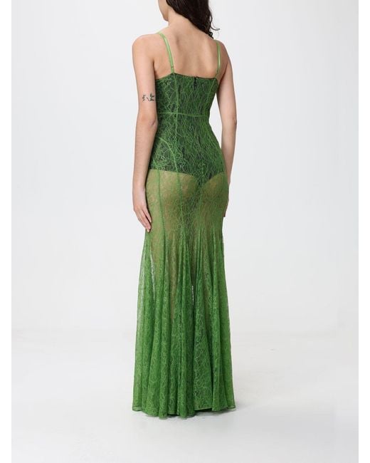 Elisabetta Franchi Green Lace Slip Dress