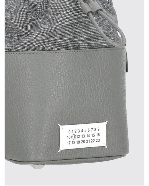 Maison Margiela Gray 5Ac Mini Grained Leather Bucket Bag
