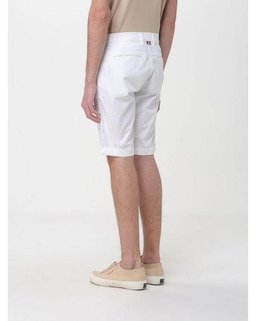 Mason's White Slim Fit Stretch Cotton Shorts for men