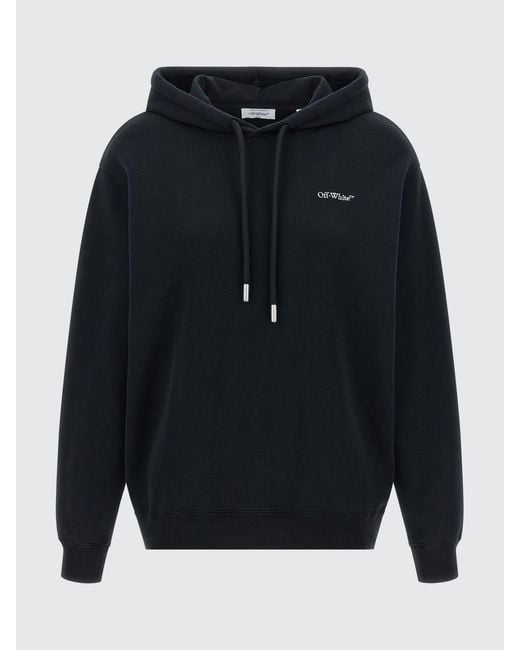 Off-White c/o Virgil Abloh Blue Arrow Logo Cotton Hoodie With Drawstring