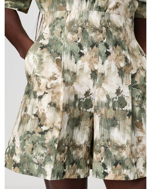 Max Mara Green Printed Cotton Shorts