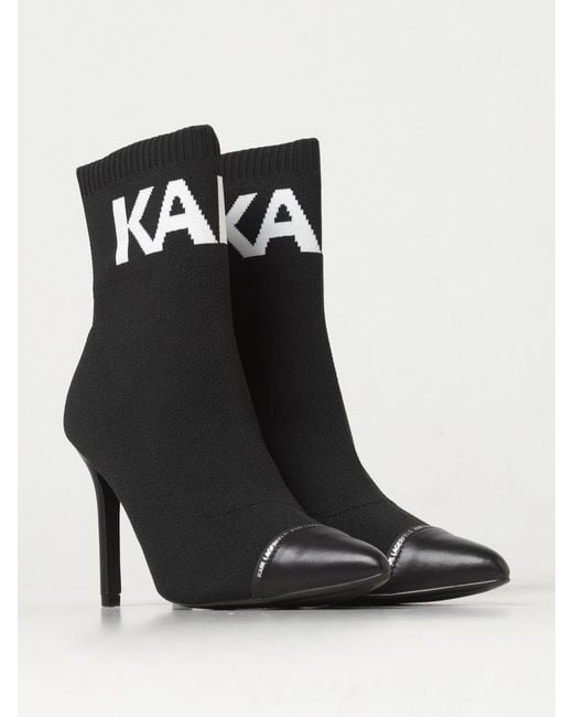 Karl Lagerfeld Black Flat Ankle Boots