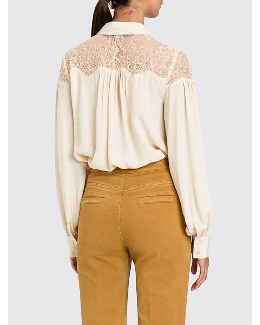 Twinset White Viscose Blend Shirt With Lace Inserts