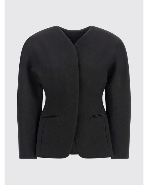 Jacquemus Blue Slim Fit Cropped Viscose Blend Blazer With Concealed Closure