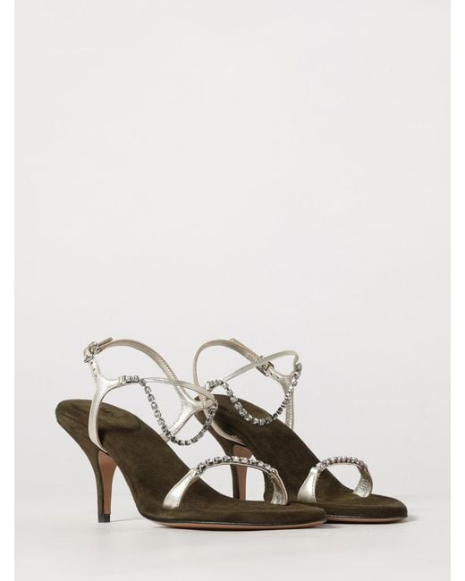 Chloé Natural ChloÉ Crystal-Embellished Lambskin Leather Sandals With Stiletto Heel