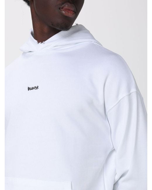DISCLAIMER White Cotton Hoodie With Kangaroo Pocket And Logo for men