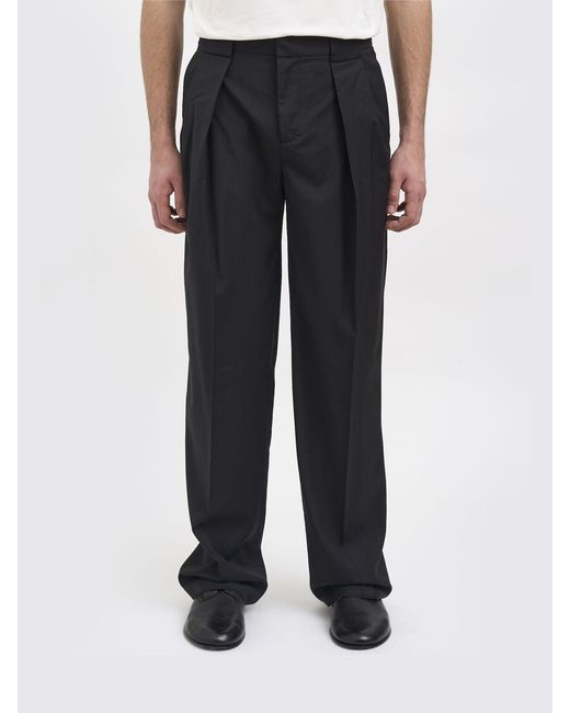 Paura Black Virgin Wool Wide-Leg Trousers for men