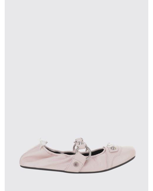 Balenciaga White City Arena Leather Ballet Flats With Bows