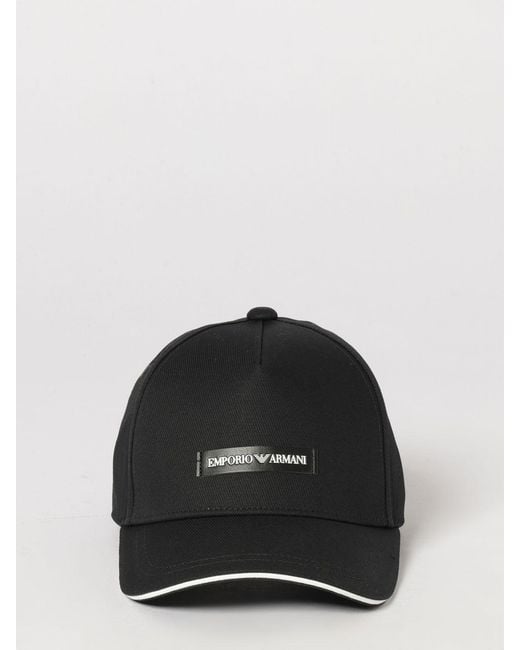 Emporio Armani Black Cotton Baseball Cap for men
