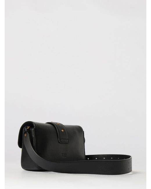 Pinko Black Love One Slouchy Foldover Leather Bag