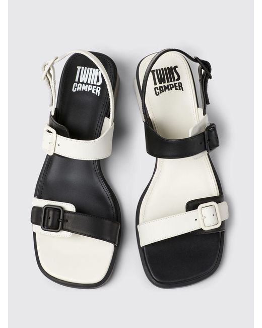 Camper White Twins Leather Sandals