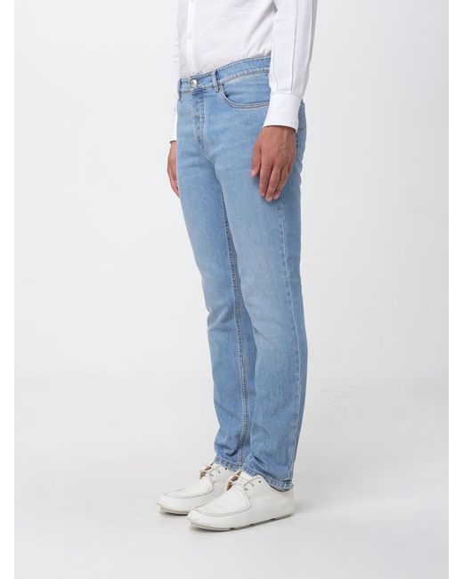 Brunello Cucinelli Blue Mid-Rise Straight Fit Jeans for men