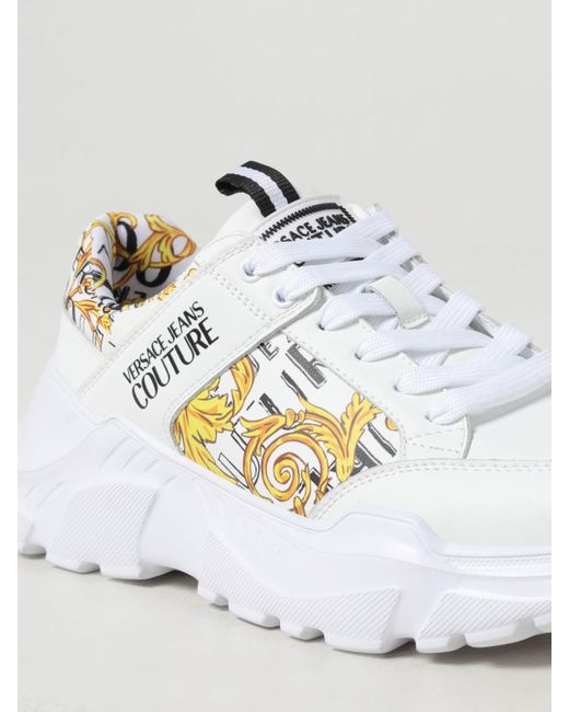 Sneakers in pelle con motivo Baroque di Versace in White da Uomo