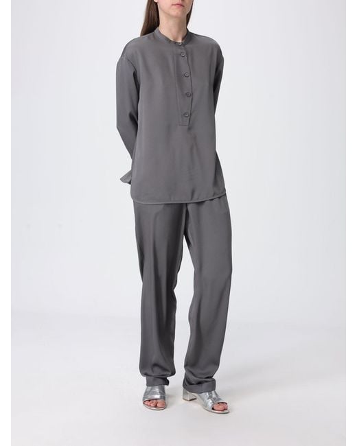 Emporio Armani Gray Satin Straight Trousers