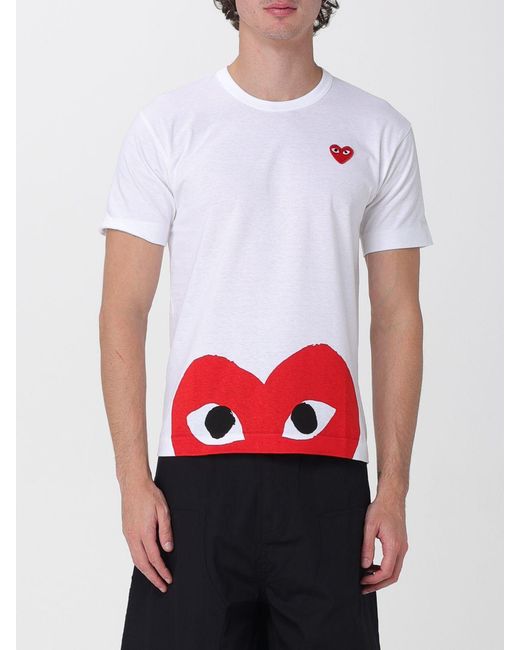 COMME DES GARÇONS PLAY White Comme Des GarÇ Ons Play Crew Neck Cotton T-Shirt With Logo Print for men