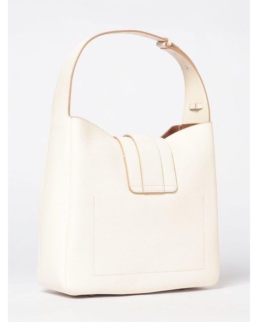 Hogan Natural Grained Leather Hobo Shoulder Bag