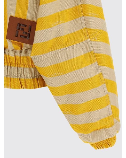 Fendi Blue Striped Cotton And Linen Hooded Bomber Jacket