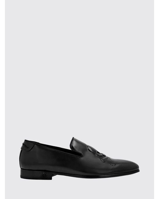 Philipp Plein Black Leather Loafers With Embossed Skull for men