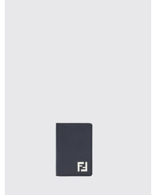 Fendi White Squared Ff Coated Cotton Leather Card Holder for men