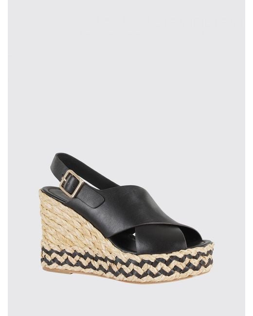 Paloma Barceló Natural Leather Wedge Slingback Sandals With Woven Midsole