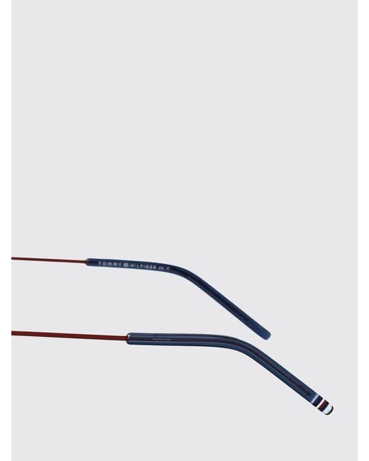 Tommy Hilfiger Blue Aviator Metal Sunglasses With Double Bridge for men