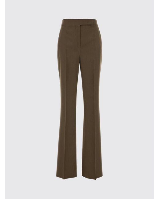 Max Mara Brown Mid-Rise Straight-Leg Tailored Linen-Blend Trousers