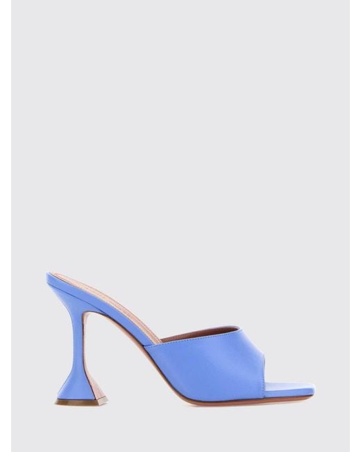 AMINA MUADDI Blue Lupita Croc-Print Leather Mules