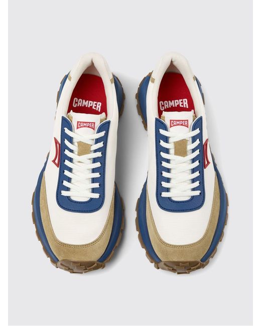 Camper White Drift Trail Recycled Fabric And Suede Sneakers for men