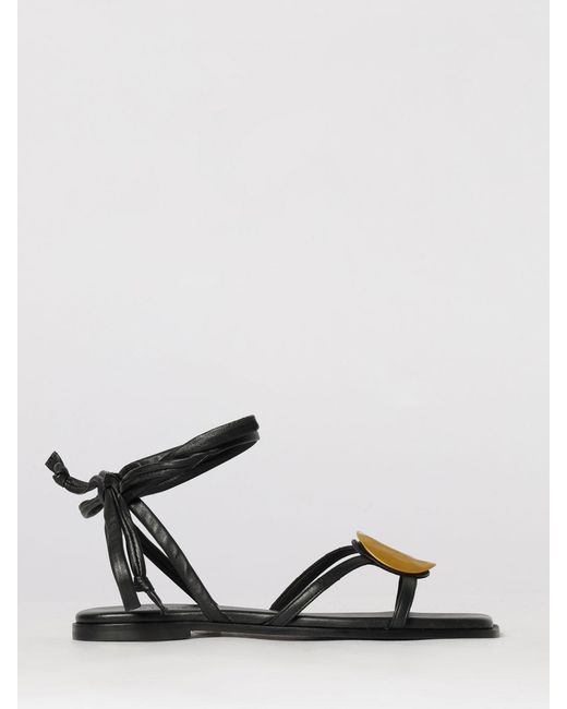 Vic Matié Black Vic MatiÉ Leather Sandals With Metal Plate