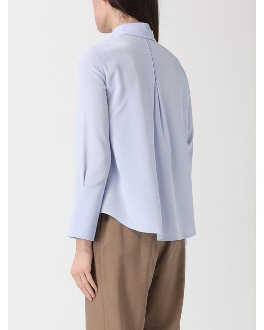 Max Mara Blue Classic Stretch Silk Shirt