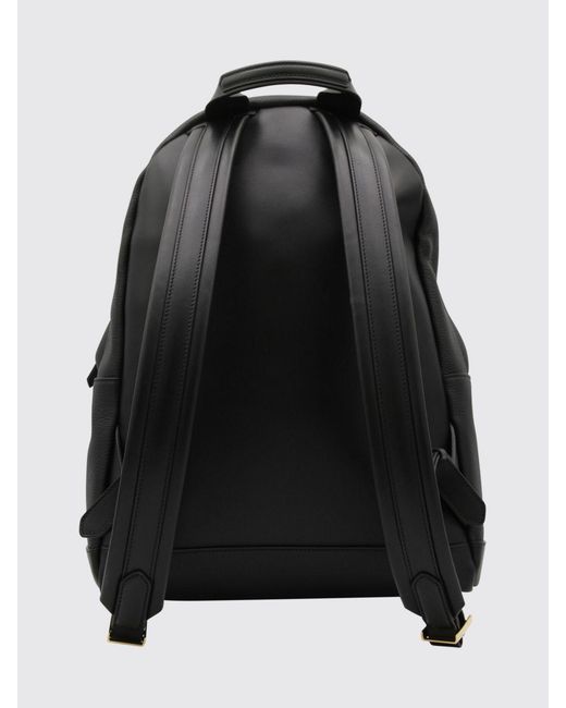 Tom Ford Black Grained Leather Backpack for men