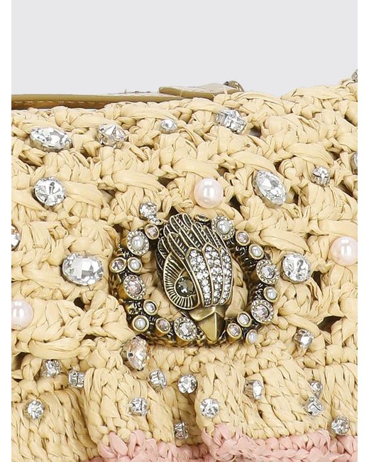 Kurt Geiger Natural Chelsea Crochet Raffia Clutch With Rhinestones
