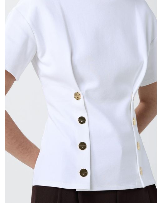 Elisabetta Franchi White Cotton Blend Short Sleeve T-Shirts