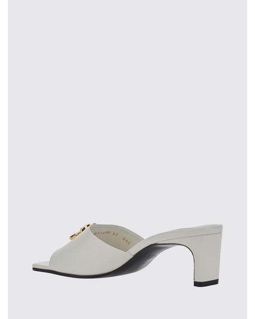 Gucci White Nappa Leather Mules With Mid-Heel And Gg Monogram Hardware