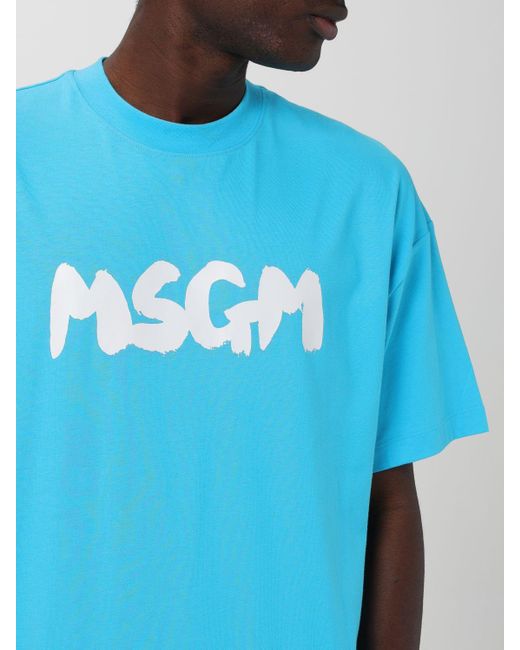 T-shirt di cotone di MSGM in Blue da Uomo